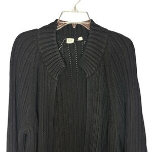 GAP Chunky Knit Black Sweater Large Ribbed Collared Y2K Cotton